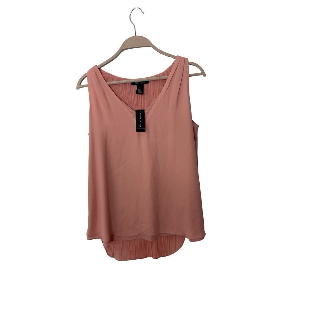 White House Black Market Brook Pleated back Shell peach sleeveless sz small